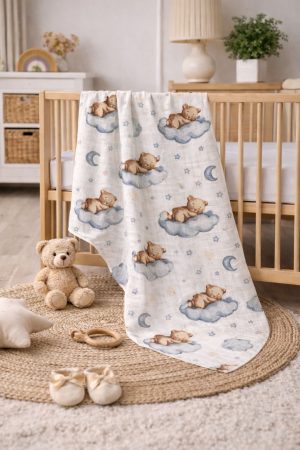 Çok Amaçlı 2 Katlı Müslin Örtü & Battaniye / %100 Pamuk / Oeko-teks Sertifikalı / 80x80 Cm