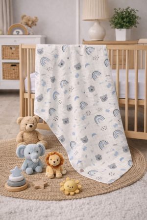 Çok Amaçlı 2 Katlı Müslin Örtü & Battaniye / %100 Pamuk / Oeko-teks Sertifikalı / 80x80 Cm