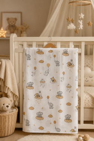 Çok Amaçlı 2 Katlı Müslin Örtü & Battaniye / %100 Pamuk / Oeko-teks Sertifikalı / 80x80 Cm