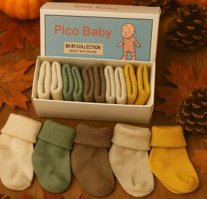 Organik Pamuk Unisex 5'li Kutulu Premium Yeni Doğan Bebek & Çocuk Çorabı